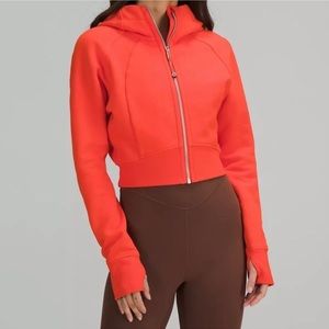 Lululemon scuba full zip cropped hoodie, orange, size 10